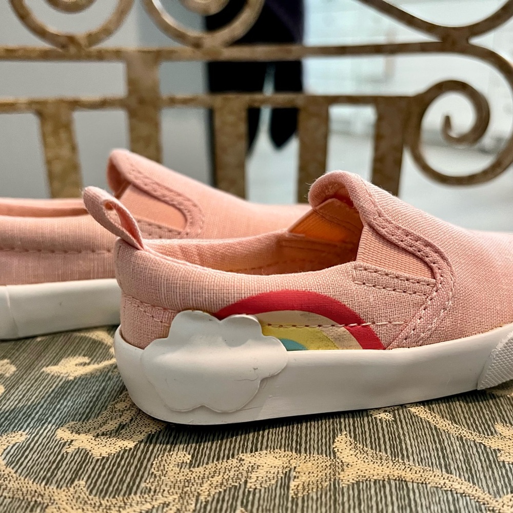 Old Navy Pink Kids Slip-On Sneakers with Rainbow Accent size 12.5